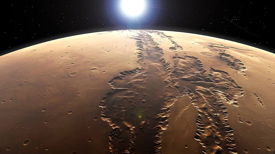 Mars - Valles Marineris. Wikimedia Commons attribution to Kevin Gill.